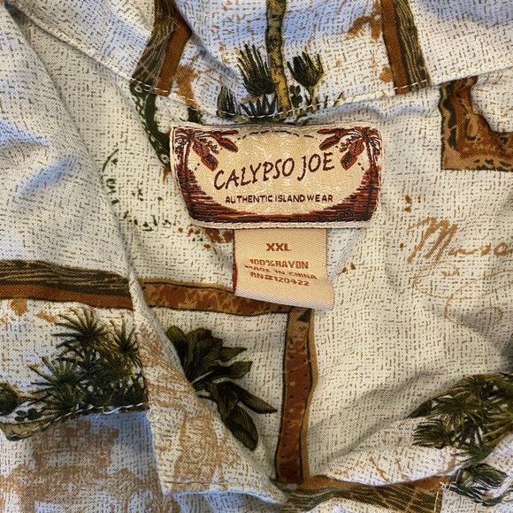 Calypso Joe XXL Shirt Palm Trees Button Down Tropical - Picture 2 of 4